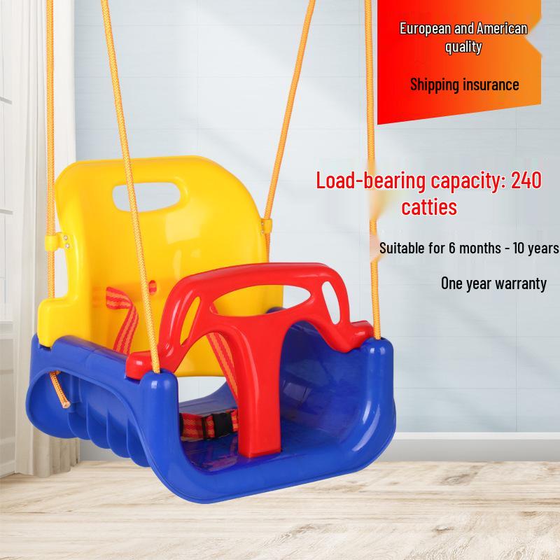 Children's Outdoor/Indoor Hanging Swing Chair with Rope and Single Bar