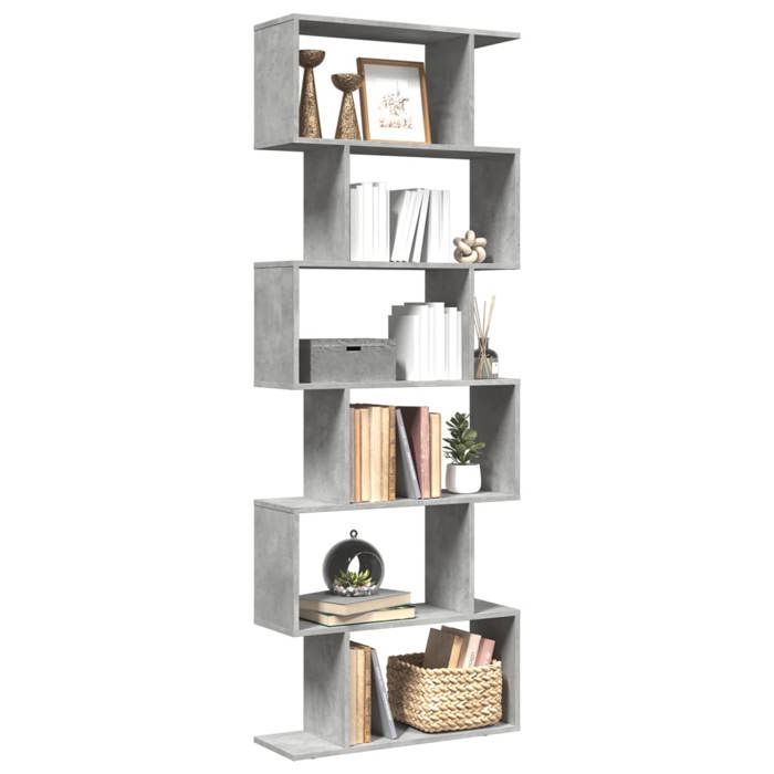 VidaXL 6-Tier Room Divider Shelf Concrete Grey 70x24x193cm, Shelf, Bookcase, Storage Shelf, 858087