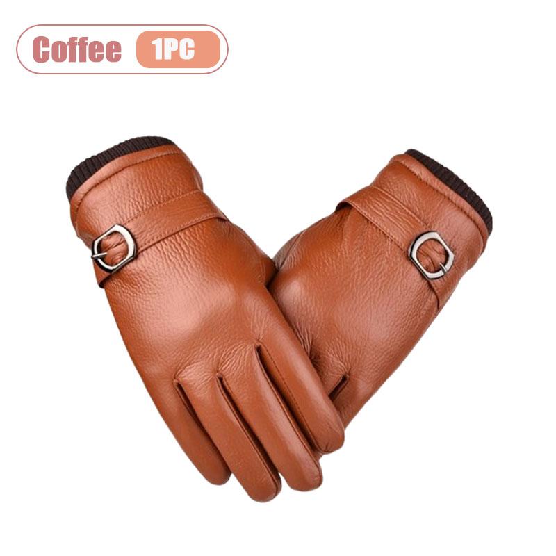 Winter Touchscreen Leather Gloves for Men Warm Windproof Outdoor Cycling Skiing Driving Christmas Gift