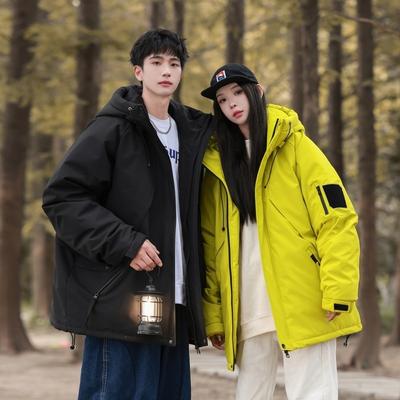 Jugend beliebte Herbst- und Winter-Neuheiten verdickte Kapuzen-Daunenjacke blau und weiß Entendaunen warme Freizeitjacke Trend