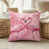 1Pc Heart-Shaped Flamingo Palm Leaf Themed Printed Throw Pillow Cover, Suitable For Sofa, Bedroom, Living Room