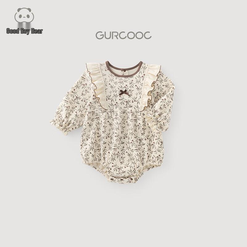 Guaiqi Bear Infant Girl's Long-Sleeve Cotton Bodysuit