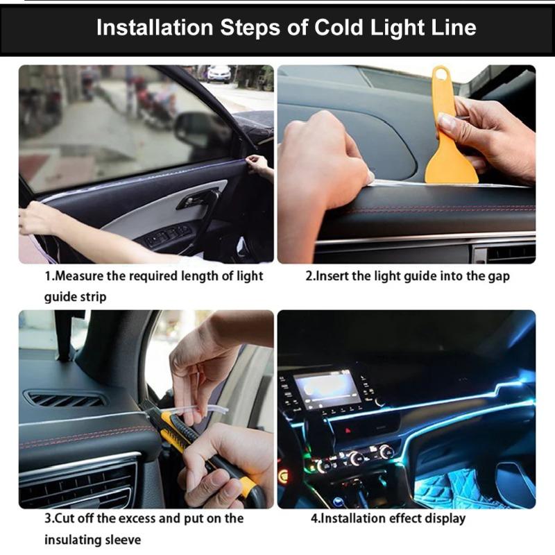 Wireless Automotive LED Ambient Light Strip, USB Powered Cold Light Interior Decor, No Wiring Needed for Car Center Control & Door Atmosphere Lighting
