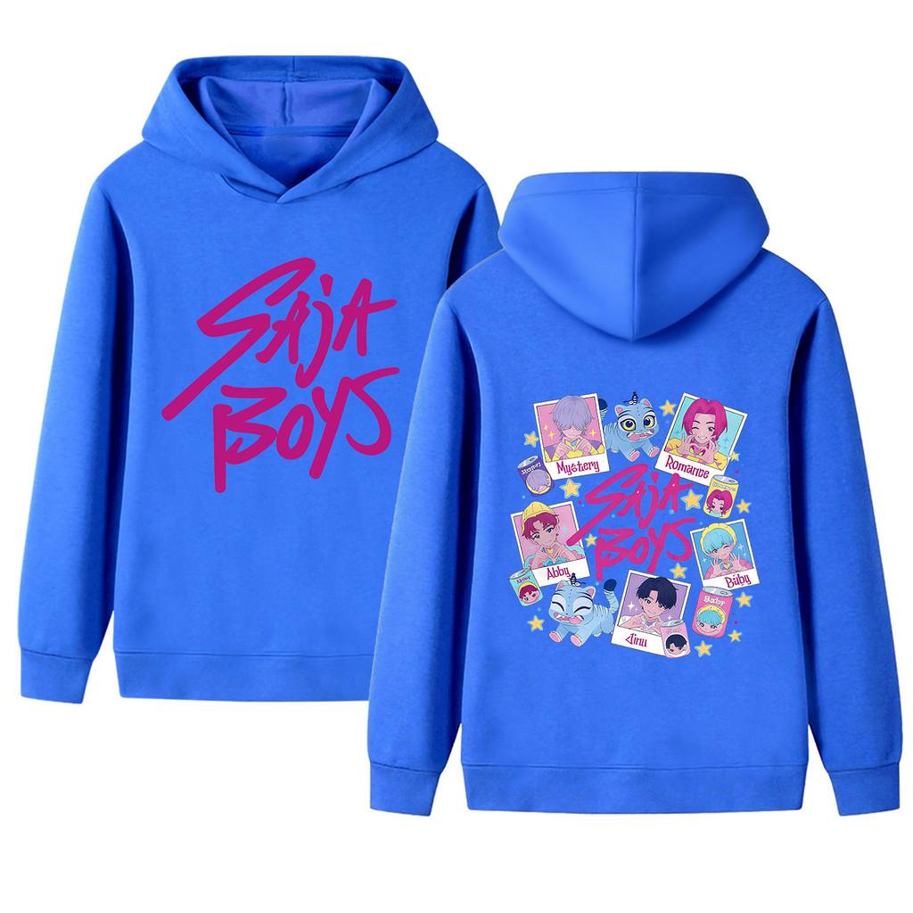 B1206-2 Kids Boys Girls Kpop Rumi Zoey Mira Sajaboys Double-sided Print Long Sleeves Hoodie
