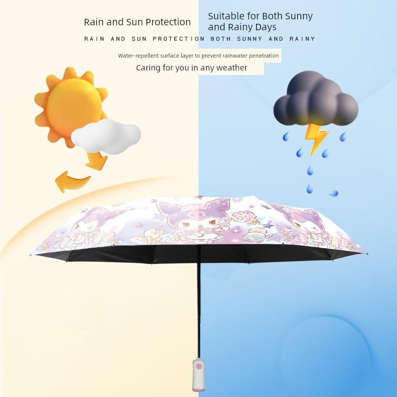 Sanrio Genuine Children's Umbrella for Girls, Dual-Use for Sun and Rain, My Melody Student School-Specific Automatic Umbrella