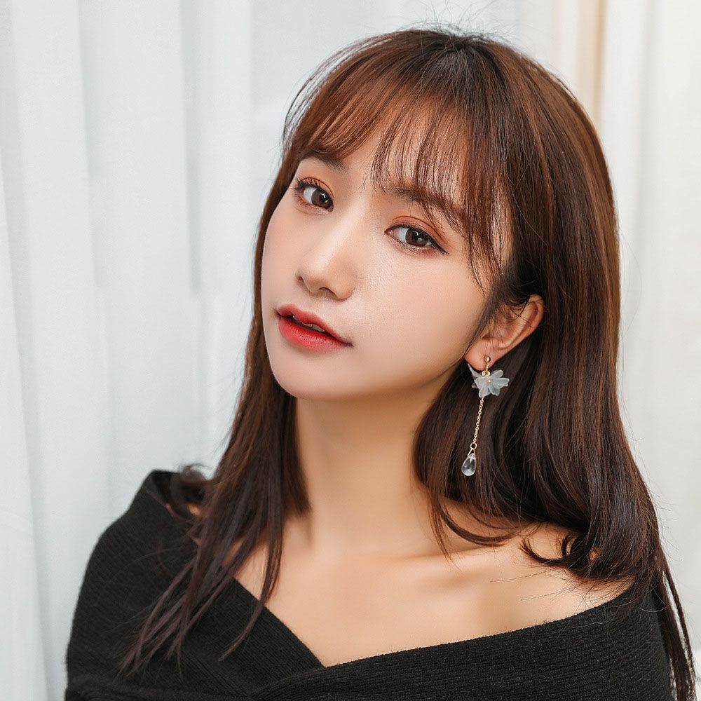 White Japan Dangle Transparent Crystal Petal Fashion Small Drop Earrings Ear Studs Jewelry Eardrop