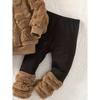 high quality[Girls' Bear Hoodie Set] Girls' Warm Plush Bear Hoodie & Pants Set | Casual Cute Two-Piece with Little Bears Pattern | Autumn Winter