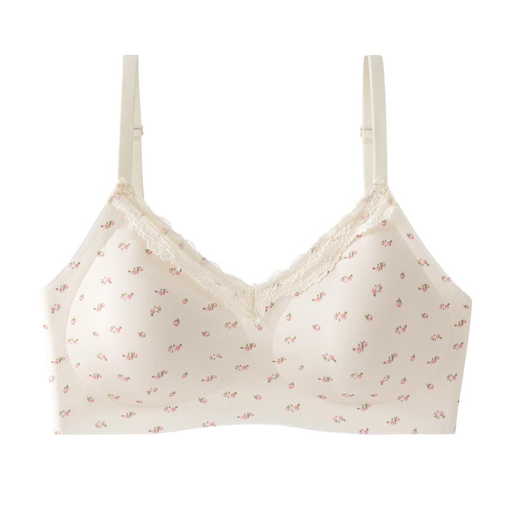 Pure Desire Floral Lace Push-Up Wireless Bra for Small Bust - Soft, Anti-Sagging, Sweet and Thin