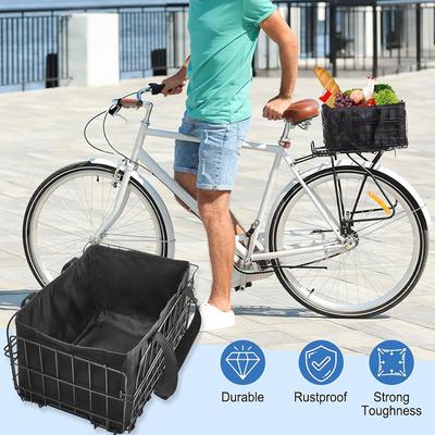 Mountain Bike, Bicycle, Enlarged Rear Basket, Foldable Large Capacity Basket with Inner Liner Basket