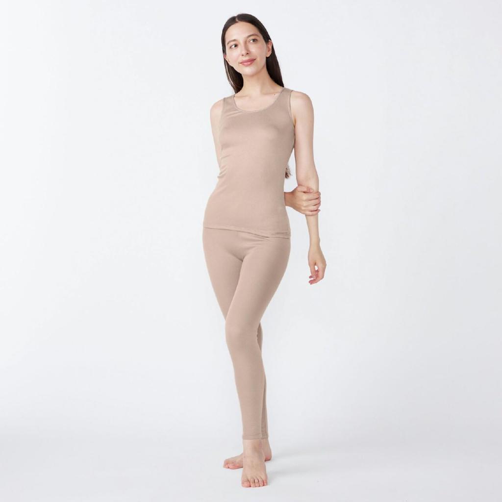 Mizuno Breath Thermo Premium Hot Inner Tank Medium for Daily Material Women's Top, Thickness, Use, C2JAC824, Greige, Heat-Generating
