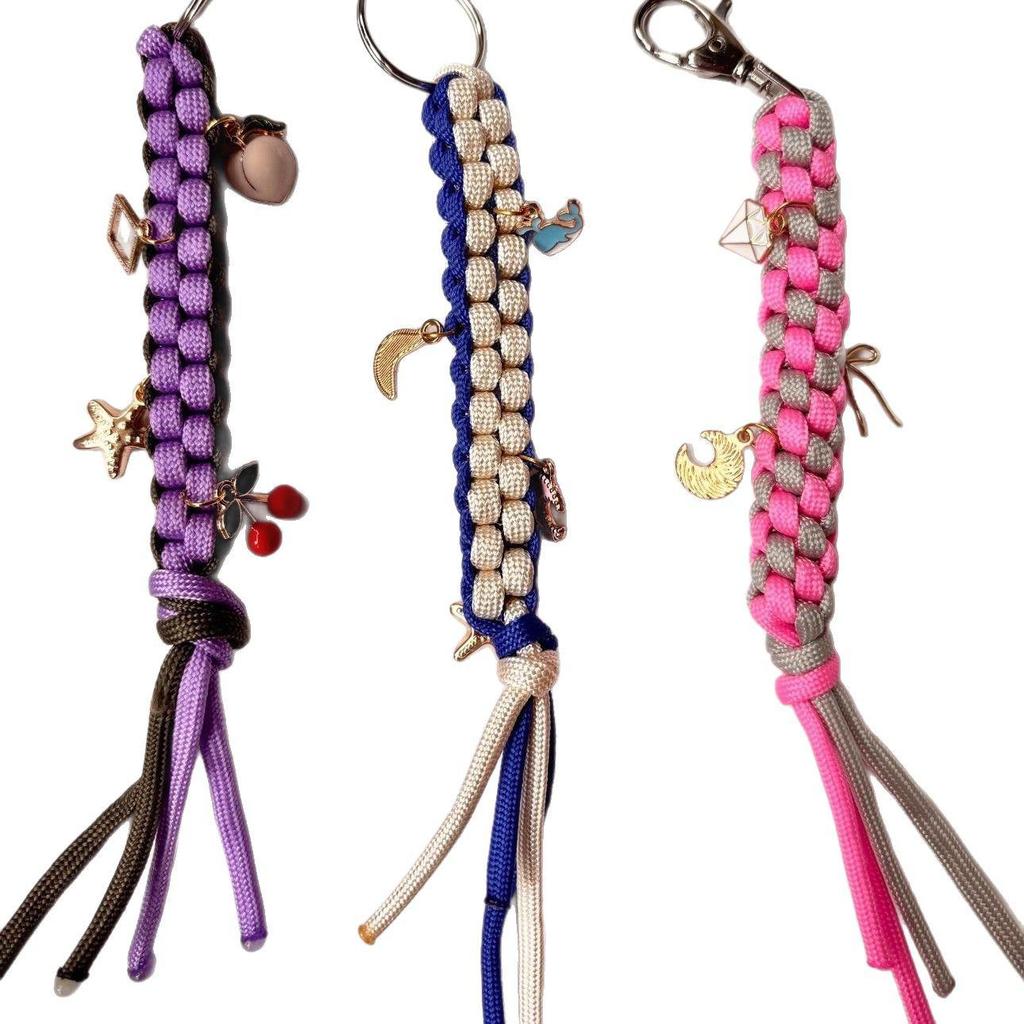 Hand-Woven Electroplated Phone Chain & Keychain Pendant for Girls