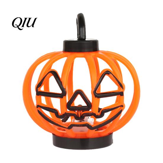 Halloween Atmosphere Lighting Pumpkin Lantern, LED Light Up Hollow Ornament, Battery Operated Safe Flameless Lights Statue with Warm for Indoor