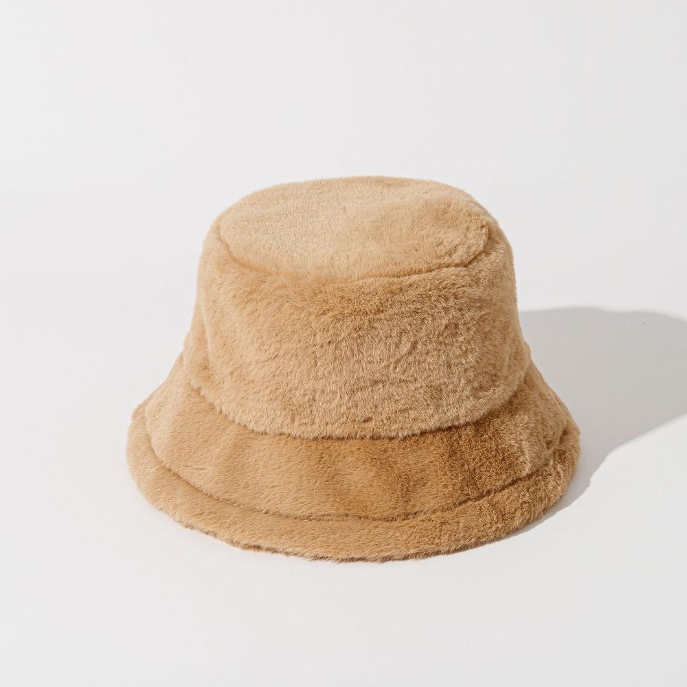 Korean Style Wool Bucket Hat Imitation Fur Warm Fisherman Hat Retro Women's Plush Hat  Girls