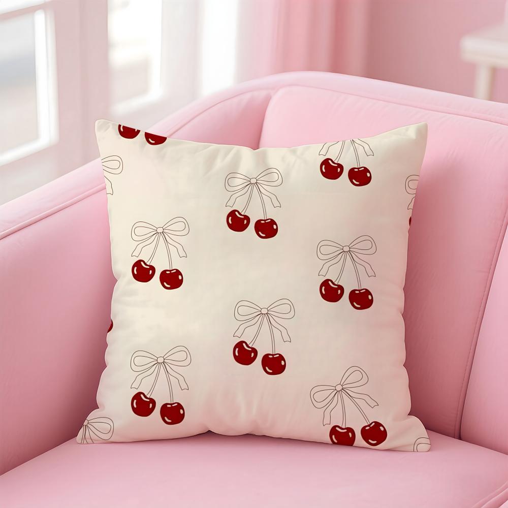 CUTE Handpainted cherries Cushion Cover Pillow Case Soft Skin Friendly Fabric  Concealed Zipper