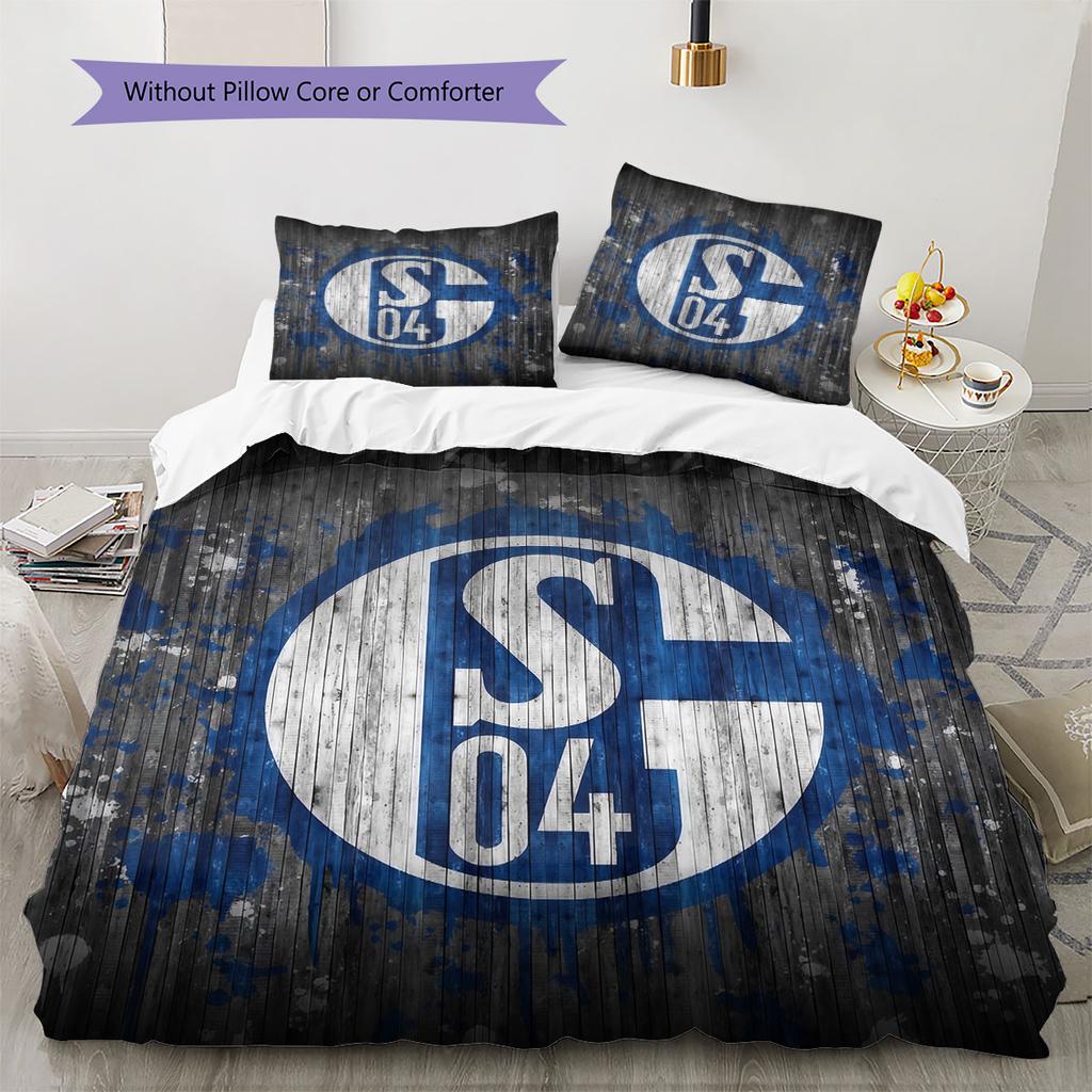 Biancheria da letto con motivo FC Schalke 04, Set piumone Copripiumino Federa Regalo di Compleanno per la Casa(1 * copripiumino + 2 * federa, senza nucleo)