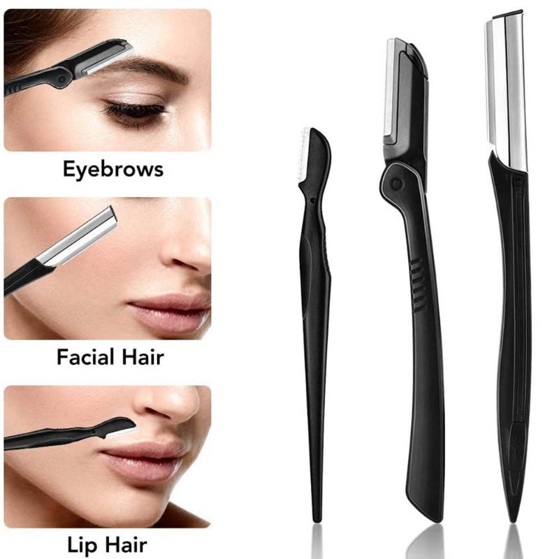 12Pcs Black Eyebrow Trimming Scissors Stainless Steel Tweezers Eyebrow Scraping Eyebrow Comb Razor Eyebrow Clip Makeup Tools Sets