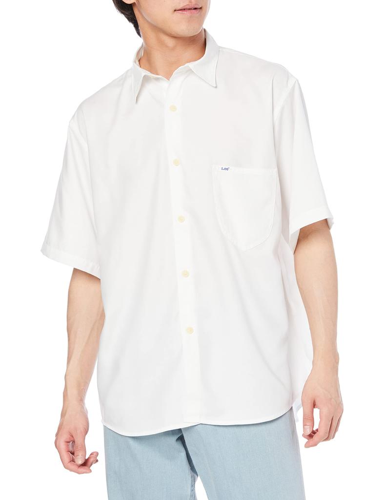 Lee Official Short Sleeve Size Men's Button-Down Shirt, White, M, LS1361-118
