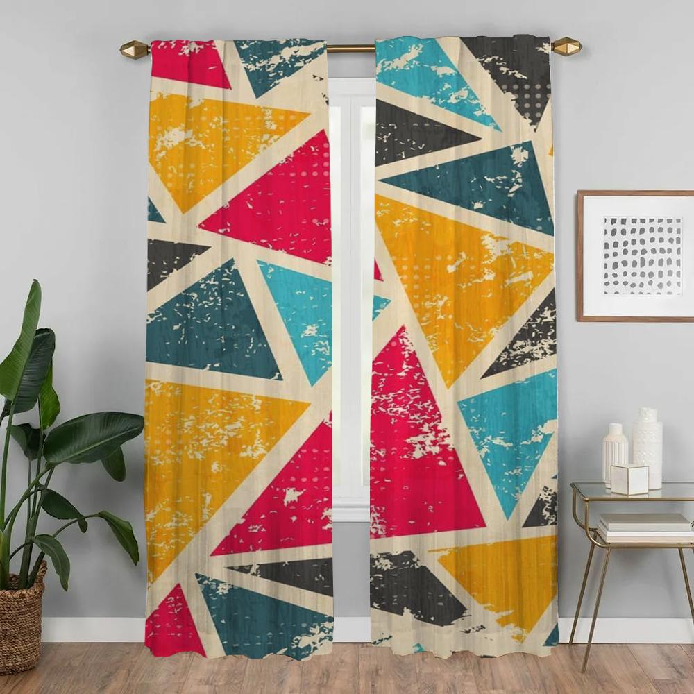 Kitchen Curtains for Living Room Curtain Colorful Pattern Shades Partition Halloween Decoration Home Interior Curtains 2 Pieces