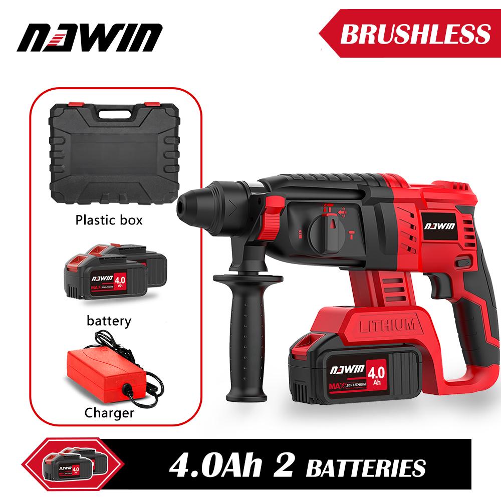 NAWIN 300N/M Cordless Rotary Hammer Brushless Copper Motor Rechargeable Hand-held Electric Tool Hammer Impact Drill