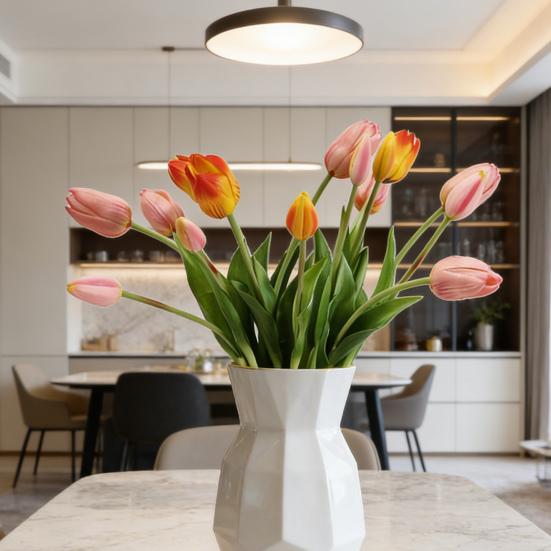 Fake Tulip Flowers Artificial Real Touch Faux Tulip Flower for Spring Easter Home Kitchen Wedding Bouquet Mother's Day Decoration