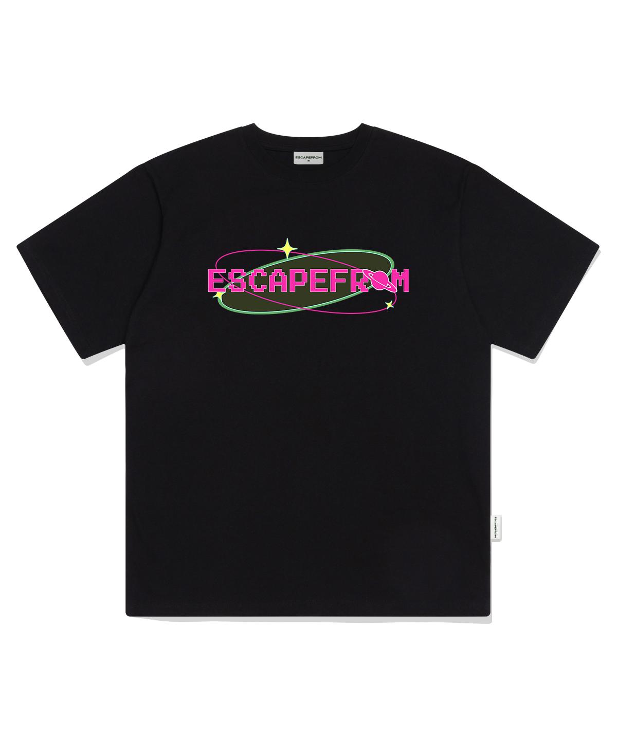 Escape From Planet Pink Logo Print Oversized Short Sleeve T-Shirt Black M