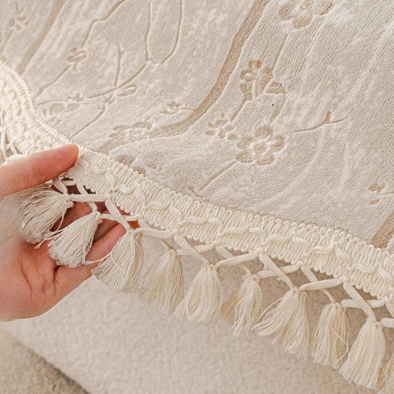 Französischer Cremefarbener Sofabezugsstoff mit Hochwertigem Gefühl Anti-Rutsch Gerade Reihe Sofakissenbezug Weich und Vielseitig für Alle Jahreszeiten