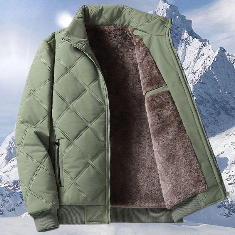 

Men s Winter Fleece-Lined Cotton Jacket, Warm Padded Outerwear for Middle-Aged & Elderly Dads XL (Recommended 120-135 Jin)