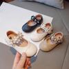 Princess Funny Girls Leather Shoes Flat with Appliques Kids mary jane Dress Shoes Soft New Autumn Sweet Floral Shoes Girl H05221