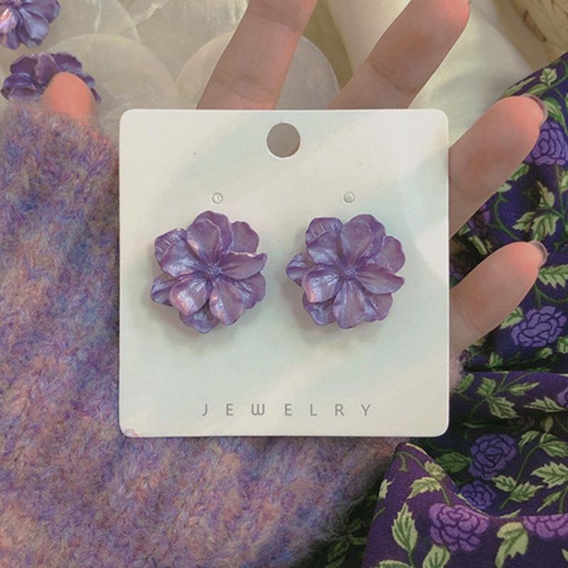 Summer dopamine jewelry silver needle flower earrings women s sweet small fresh stud earrings niche high-end earrings