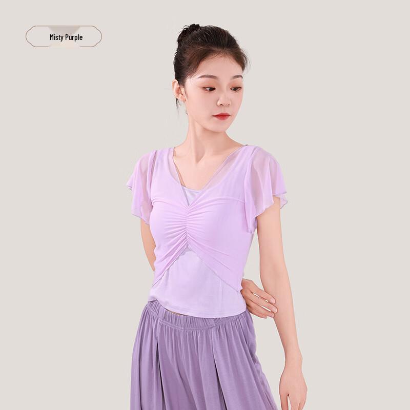 OEING Women's Short Sleeve Mesh Modern Dance Top