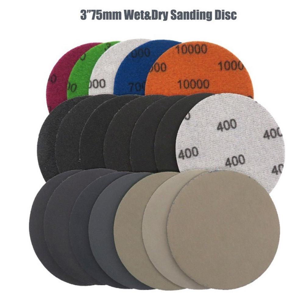10PCS 3 Inch Silicon Carbide Sanding Discs Wet/Dry Sanding Sandpaper 240-10000 Grit Sanding Paper Set Abrasive Disc Tools