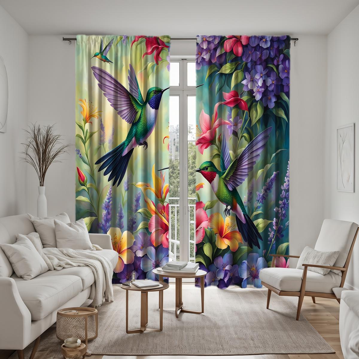 

2 шт. HD свежие цветы в ветках сороки делают декоративные шторы Цветная система цифровая печать шторы украшение дома W52H63inchW132H160cm