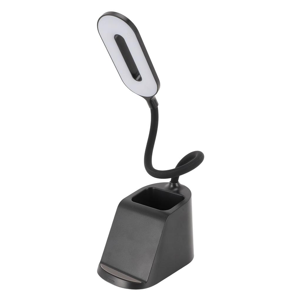 LED Desk Lamp 3 In 1 Eye Caring Touch Table Lamp with Wireless Charger and Pen Holder for Bedroom Study Office Black