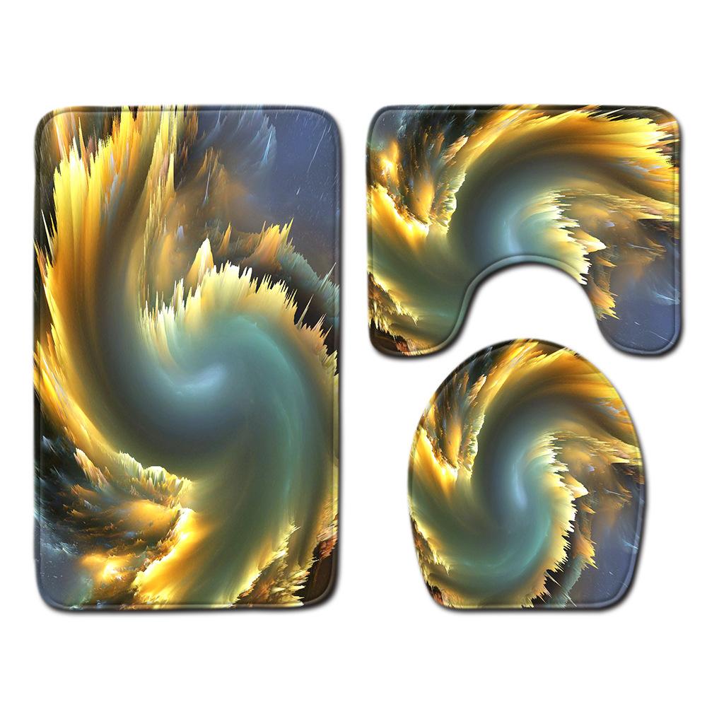 Fashion Painted Toilet Three-Piece Floor Mat Bathroom Door Mat Coffee Table Sand Carpet