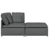 Modular Sofa with Footstool and Cushions Fabric Dark Grey