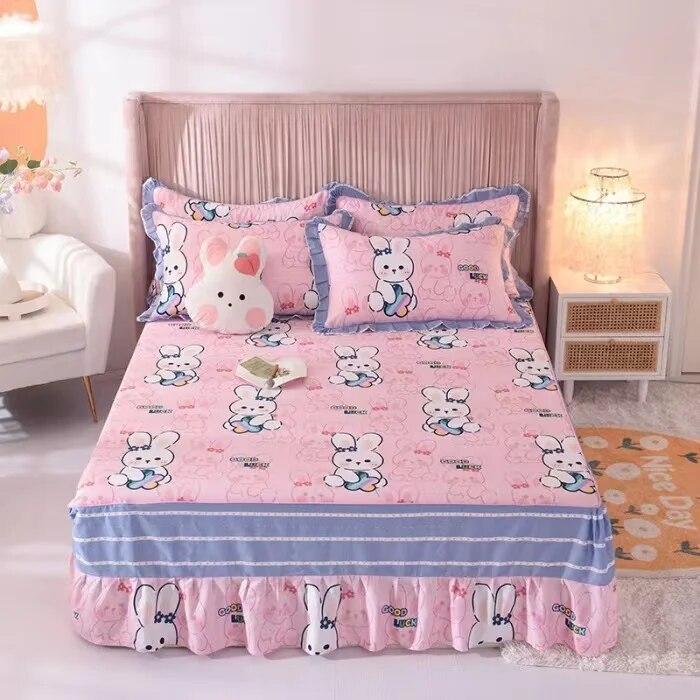 Ensemble de 3 pièces en pur coton doux pour la peau, confortable, anti-acariens, couvre-lit à imprimé floral 100 % coton et 2 taies d'oreiller