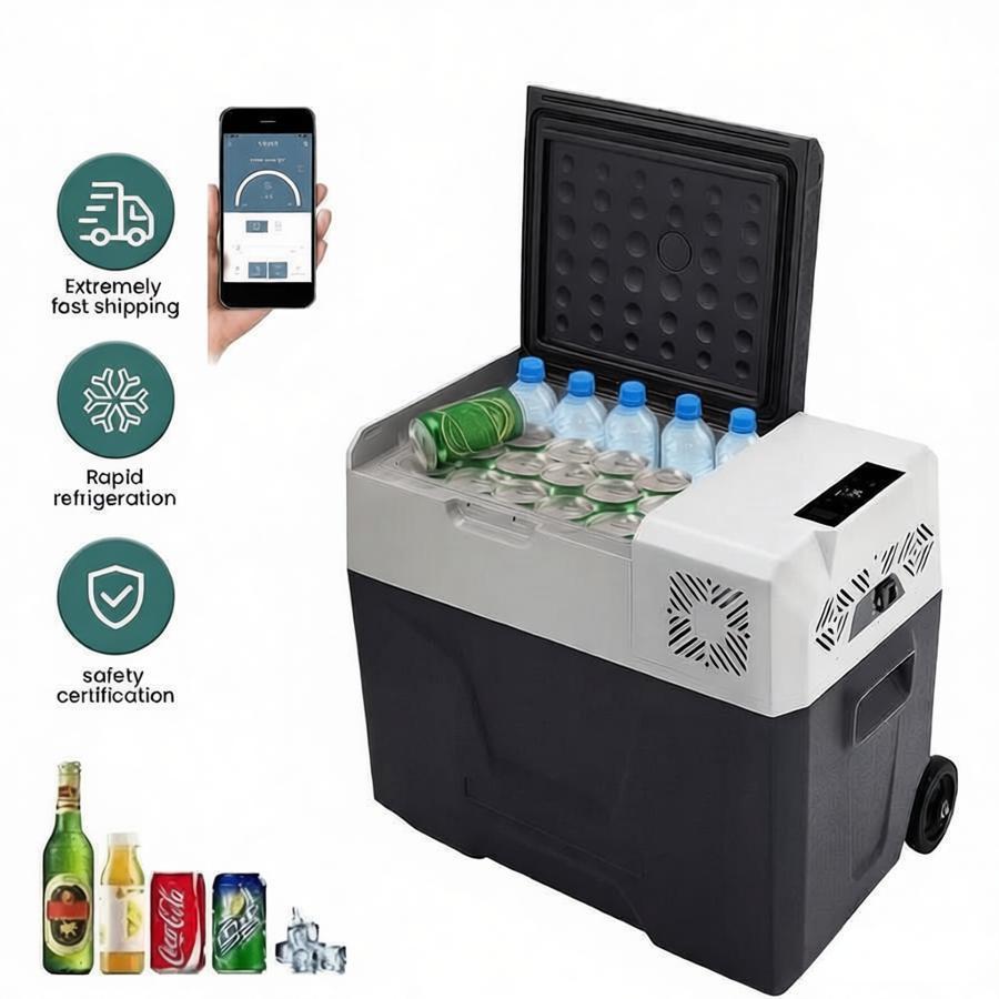 Compressor Refrigeration Box 50L Small Refrigerator Bicycle Camping Portable Refrigerator