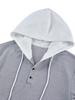2025 Men's Color Block Waffle Knit Hooded Button-Up Hoodie – Autumn/Winter Casual Long Sleeve