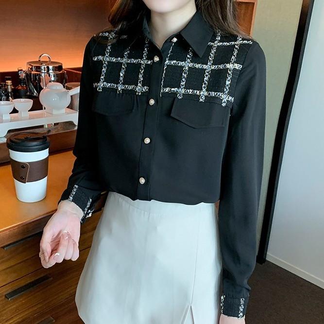 

Новый женский топ с длинным рукавом в стиле французский шик - Универсальный и модный XL чёрный