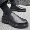2025 Autumn and Winter New Height-increasing Men's Shoes Low-top Casual Leather Shoes One-pedal Driving Non-slip Invisible Height Increase