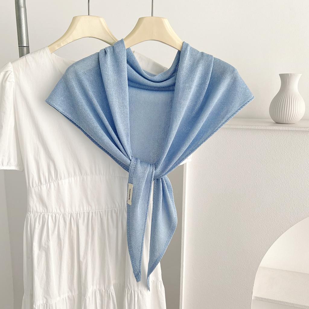 New atmosphere solid color wool triangle scarf women's spring and autumn versatile thin neck scarf air conditioner shawl outside the room