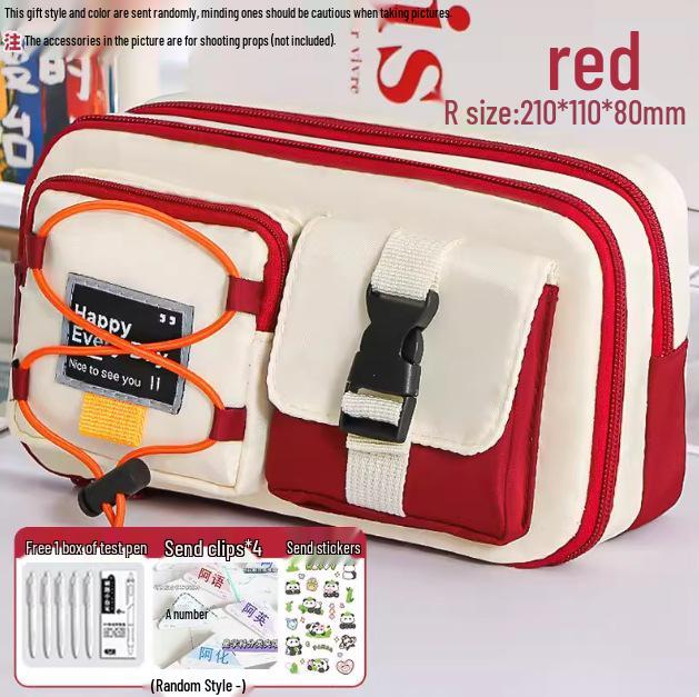 Hardcore Workwear Style Boys' Multifunctional Pencil Case - 2025 New Black Stationery Box for Junior High & High School