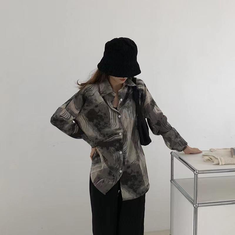 Autumn Women's Chiffon Shirt Retro Hong Kong Style Long Sleeved Shirt Women's Top
