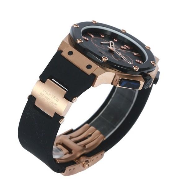 Valkyrie Das Chrono [New Product] V-7075GBB (Gold Black 18K Gold Plated Product) + Black Metal Band + Silicone Band,Korean popular watches