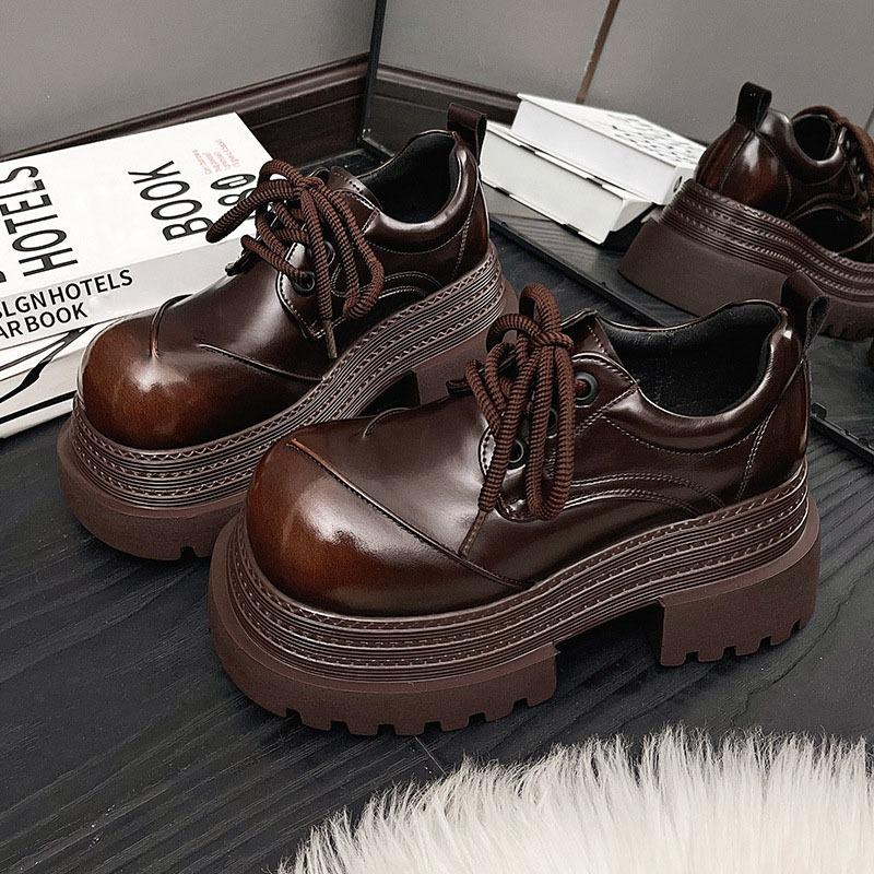 Fashion 2025 Spring Women JK Mary Janes Shoes Fashion Lace Up 7.5CM Platform Pumps Elegant Thick Heel Shoes Retro British Style Loafers