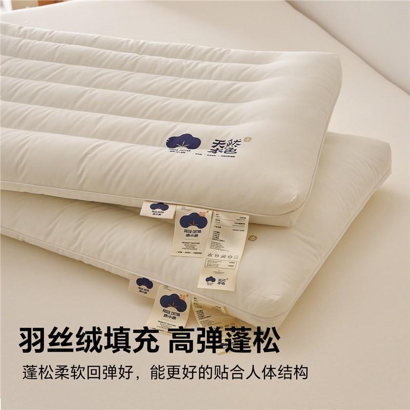 Ultra Soft Low Profile Pillow Neck Support Sleep Comfort Home Bedding Standard Size Cotton Cover Fiber Fill