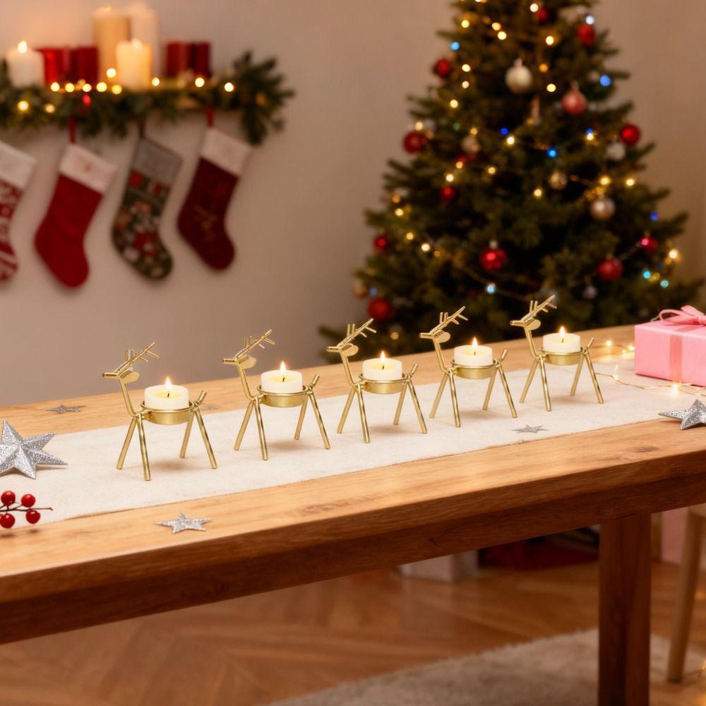 Standing Christmas Reindeer Tealight Holders Iron Metal Tea Light Candle Holders  Festivel
