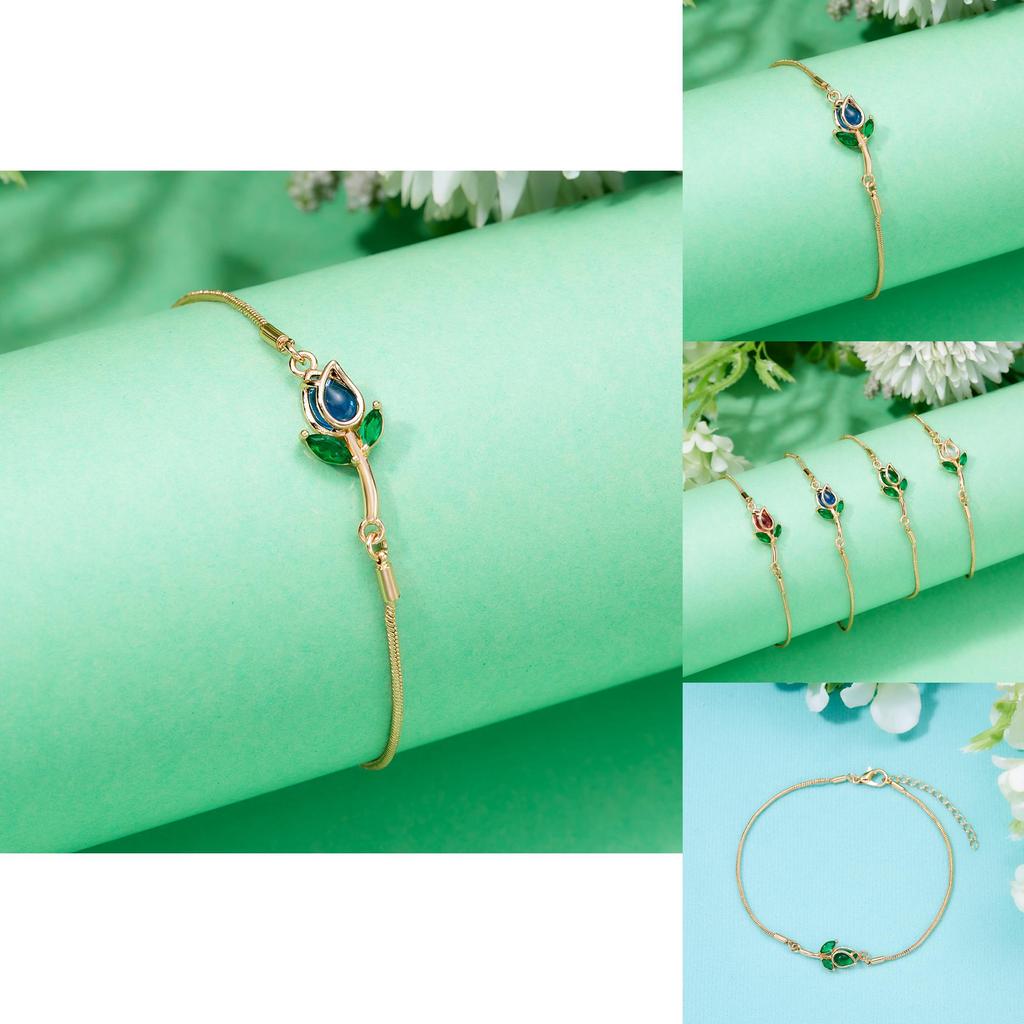 Fashionable Tulip Flower Copper Wrist Accessory With Rhinestones For Gift Giving