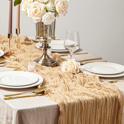 Caminho de Mesa de Gaze Semitransparente Sálvia Queijo Musselina Decoração de Mesa Jantar Vintage Decoração de Casamento Banquetes Arcos Decoração Retrô Boho