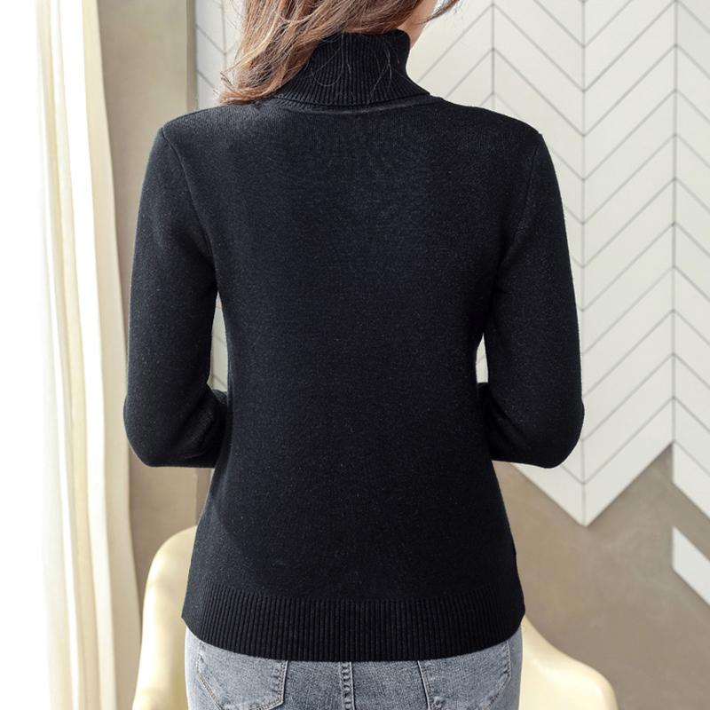 WTEMPO Rollkragenpullover Einfarbig Langarm Beiläufige Gestrickte Pullover Frauen Herbst Winter Plüsch Verdickte Jumper Warme Bodenbildung Strickwaren